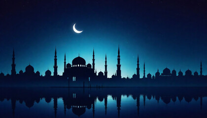 night view of the mosque - obrazy, fototapety, plakaty