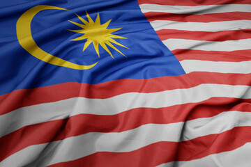 waving colorful national flag of malaysia.