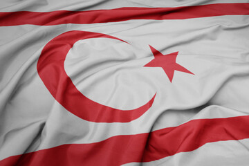 waving colorful national flag of northern cyprus.