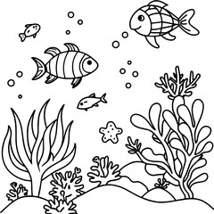 Fototapeta premium whimsical underwater world vector illustration.