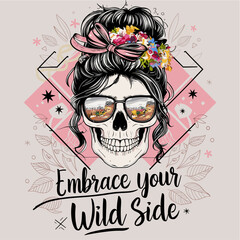 Wild Side Skull T-Shirt Graphic - Embrace Your Wild Side