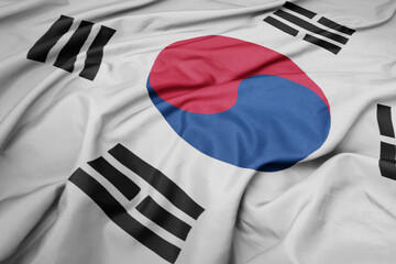 waving colorful national flag of south korea.