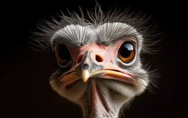 Stof per meter Intimate ostrich portrait showcasing detailed plumage © Muh