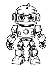 Coloring page for kids, robot