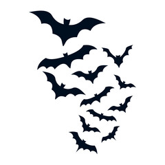Black flying bats halloween vector design