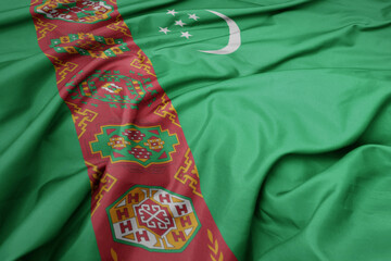 waving colorful national flag of turkmenistan.