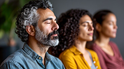 Obraz premium portrait of a spirituality team making yoga. Harmony.