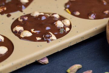 cooking chocolate bars with milk hot chocolate and nuts