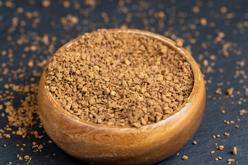 brown pieces of instant coffee for making a coffee drink