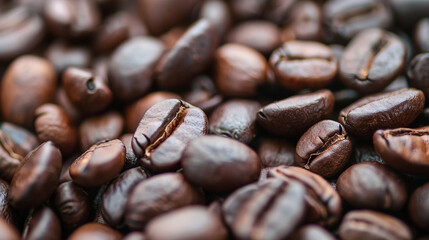 Fototapeta premium Detailed view of freshly ground espresso beans, super realistic