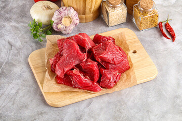 Sliced raw beef meat for cooking