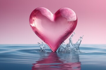 Pink heart graphic on water_03