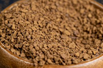 brown pieces of instant coffee for making a coffee drink