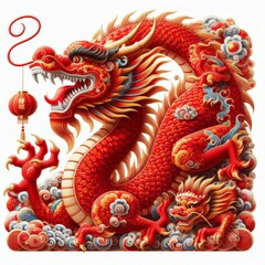 Red Dragon picture for Chinese New Year white background