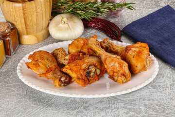 Raw marinated chicken drumstick for cooking