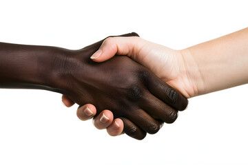 Isolated Handshake Between People of Black and White Races