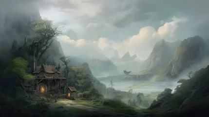 Poster Fantasy landscape paintings, fantasy background © Kosvintseva