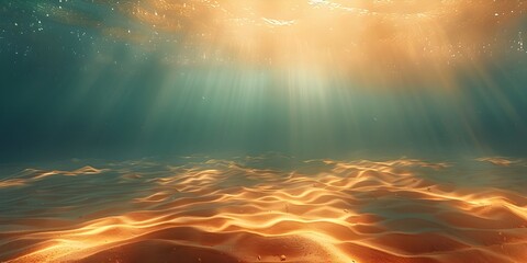 Sunlight Casting a Golden Hue Over a Serene Underwater Sand Dune Landscape