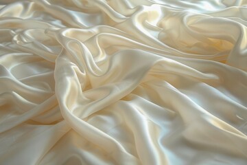 Obraz premium Luxurious Cream Satin Fabric Texture Background with Elegant Soft Silk Cloth Material Drapery
