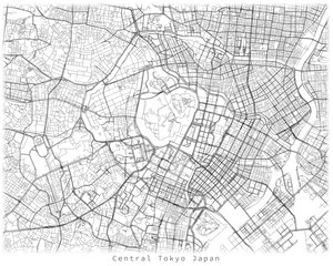 Fototapeta na wymiar Central Tokyo Japan,Urban detail Streets Roads Map ,vector element template image