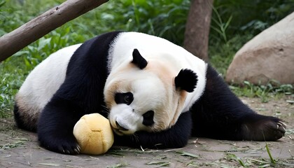 A-Giant-Panda-Snuggling-With-Its-Favorite-Toy-Upscaled