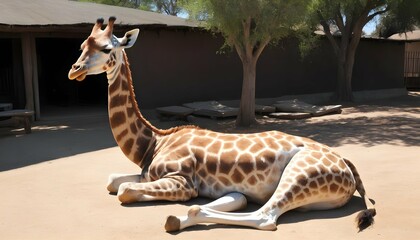 A-Giraffe-With-Its-Legs-Stretched-Out-Basking-In-