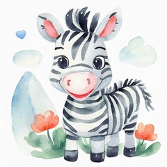 Namalowana akwarelą zebra ilustracja