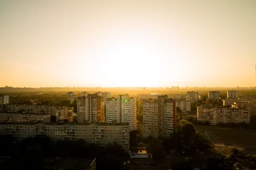 Deurstickers view of the city from above. Sunset in the city. Kyiv from above. View of Kyiv from above © Виталий Маслов