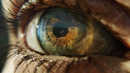 Macro shot of a beautiful woman's eye with extreme close up
