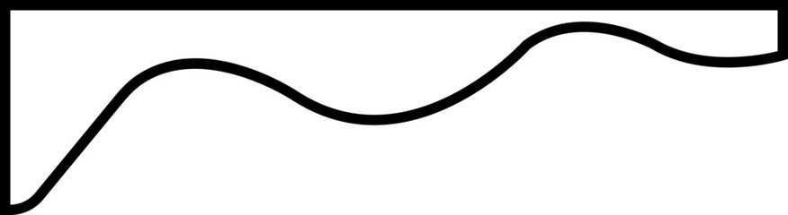 Border shape in outline style editable stock for website design. Vector banner header and separator. Background section and frame template. Abstract curve top headline icon on transparent background.