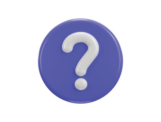 purple question mark icon with circle button icon 3d render