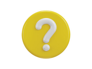 yellow question mark icon with circle button icon 3d render