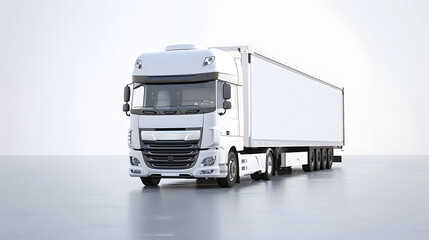 commercial vehicle, white truck isolated on white background, mock up, transportation industry, empty space