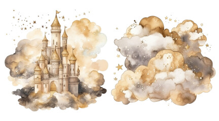 Enchanted Castle Surrounded by Dreamy Clouds