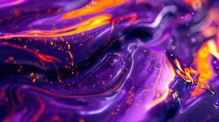 Floating purple-orange paint. Abstract background or screensaver. AI generative.
