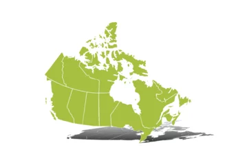 Foto op Canvas Mapa verde de Canadá en fondo blanco. © Gabrieuskal