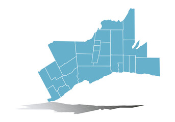 Naklejka premium Mapa azul de Toronto en fondo blanco.