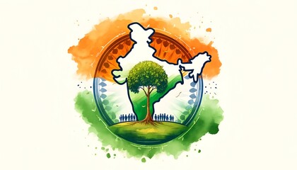 National panchayati raj day background illustration in watercolor style. - obrazy, fototapety, plakaty