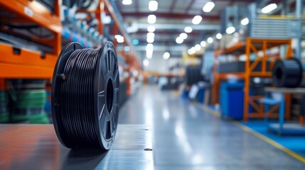 Coils Of Electric Cable. High and low voltage cables in storage.