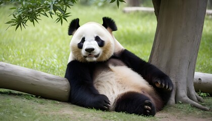 A-Giant-Panda-Dozing-Off-Under-The-Shade-Of-A-Tree-Upscaled_3