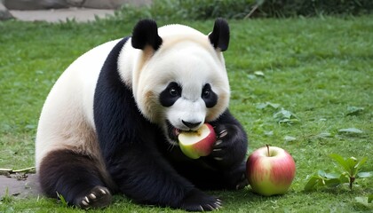 A-Giant-Panda-Munching-On-A-Juicy-Apple-