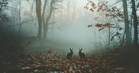 mystical misty forest, two rabbits, the way I felt with you that night, and a hundred that followed