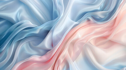 Abstract background with waves.  A liquified effect that creates smooth, flowing patterns in blue, pink pastel, and ivory wallpaper. 