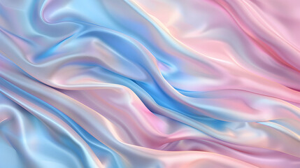 Fototapeta premium Abstract background with waves. background inspired by the soft folds of silk, with a liquified effect that creates smooth, flowing patterns in blue, pink pastel, and ivory.