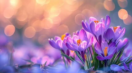 beauty of purple crocus flowers