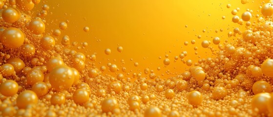 a lot of bubbles that are on a yellow background with a yellow light in the middle of the picture and a lot of bubbles on the bottom of the picture.