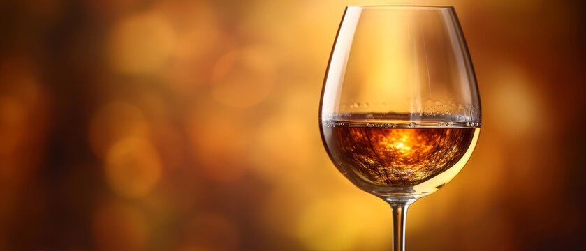 a glass of wine sitting on top of a table next to a blurry image of a light brown background.