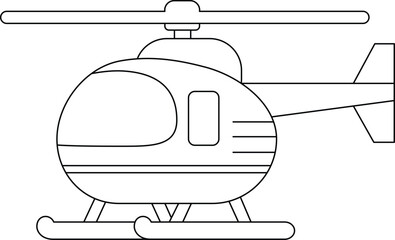 Helicopter coloring page for kids. Vehicle vector illustration