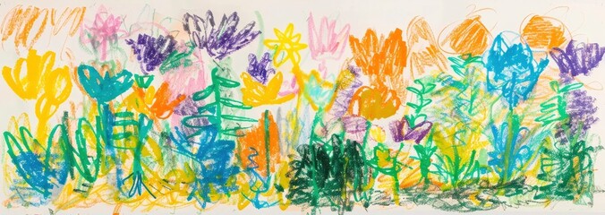 A drawing of a flower garden made by a child