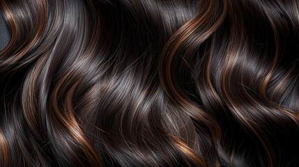 Fototapeta premium Dark Brown With Caramel Highlights Hair Texture For Fashion And Shampoo Promotion